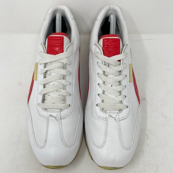Puma White Red Leather Easy Rider Sneakers Mens Size 8.5 - Picture 3 of 10